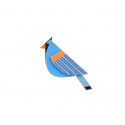 Blue Cutebird Brooch