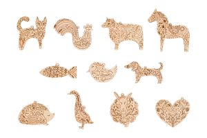 Decorațiune de primăvară din lemn stil scandinav 11 bucăți/set