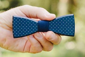 Papion din lemn Navy Speckle