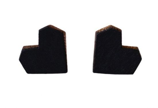 Wooden Earrings Black Heart