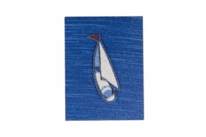 Broșă din lemn Boat at sea Brooch