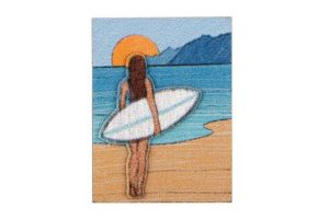 Broșă din lemn  Sunset surfing Brooch