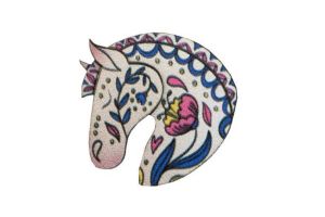 Broșă din lemn White horse Brooch