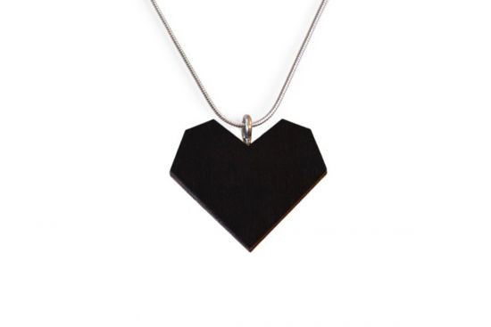 Wooden Pendant Black Heart